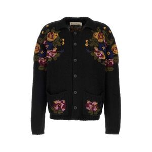 Baziszt Men Black Alpaca Blend Oversize Nissan Cardigan